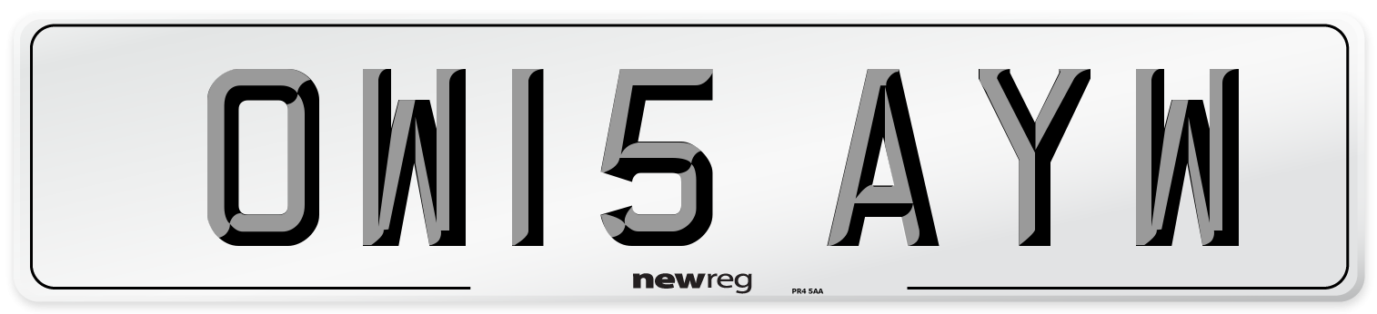 OW15 AYW Number Plate from New Reg